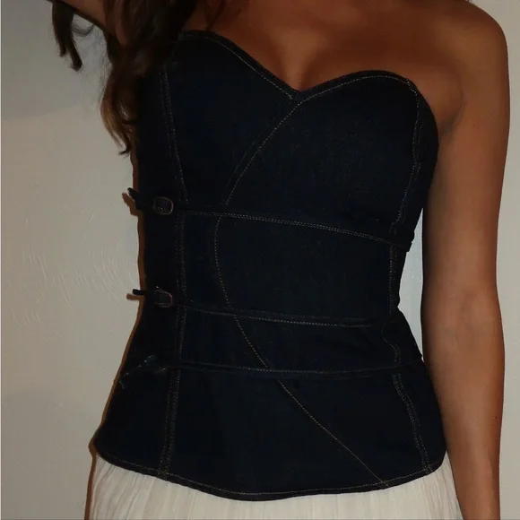 Meshki NWT Denim Strapless Top - Picture 4 of 4